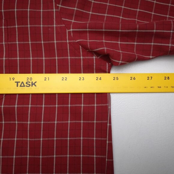 Van Heusen Men's Size Large (16-16 1/2) Red & Cream Plaid No Iron Shirt - Picture 5 of 7